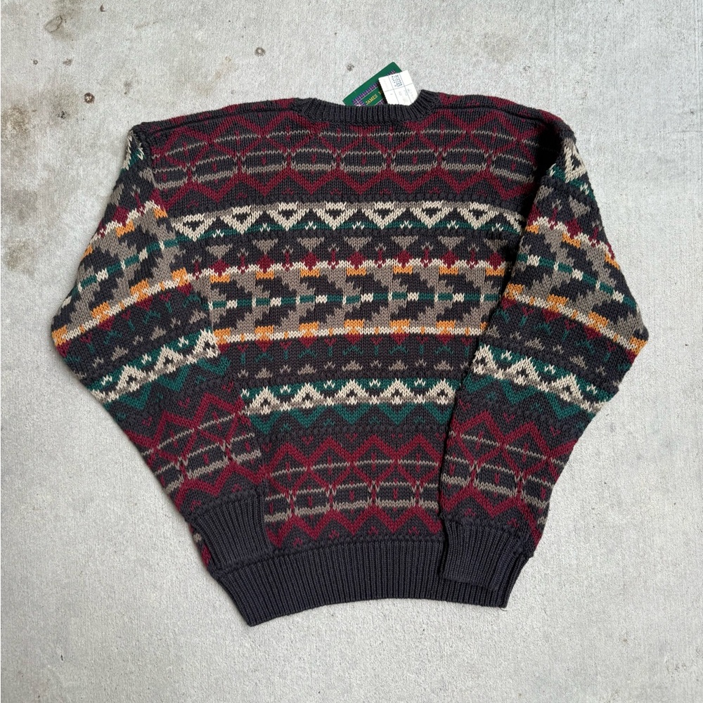NWT* Vintage Patterned Thick Knit Men’s Preppy Pullover Sweater L 23x28 - Picture 5 of 5